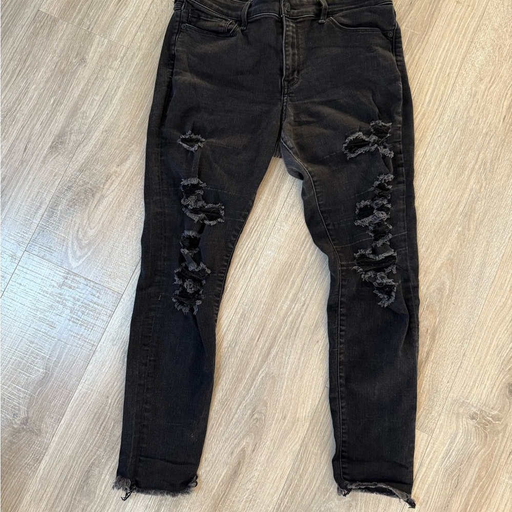 Abercrombie & Fitch Black Distressed Skinny Jeans